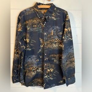 MAGELLAN MEN’S BUTTON FRONT SHIRT SZ L “duck hunting”